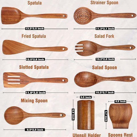7 piece wooden spoon set