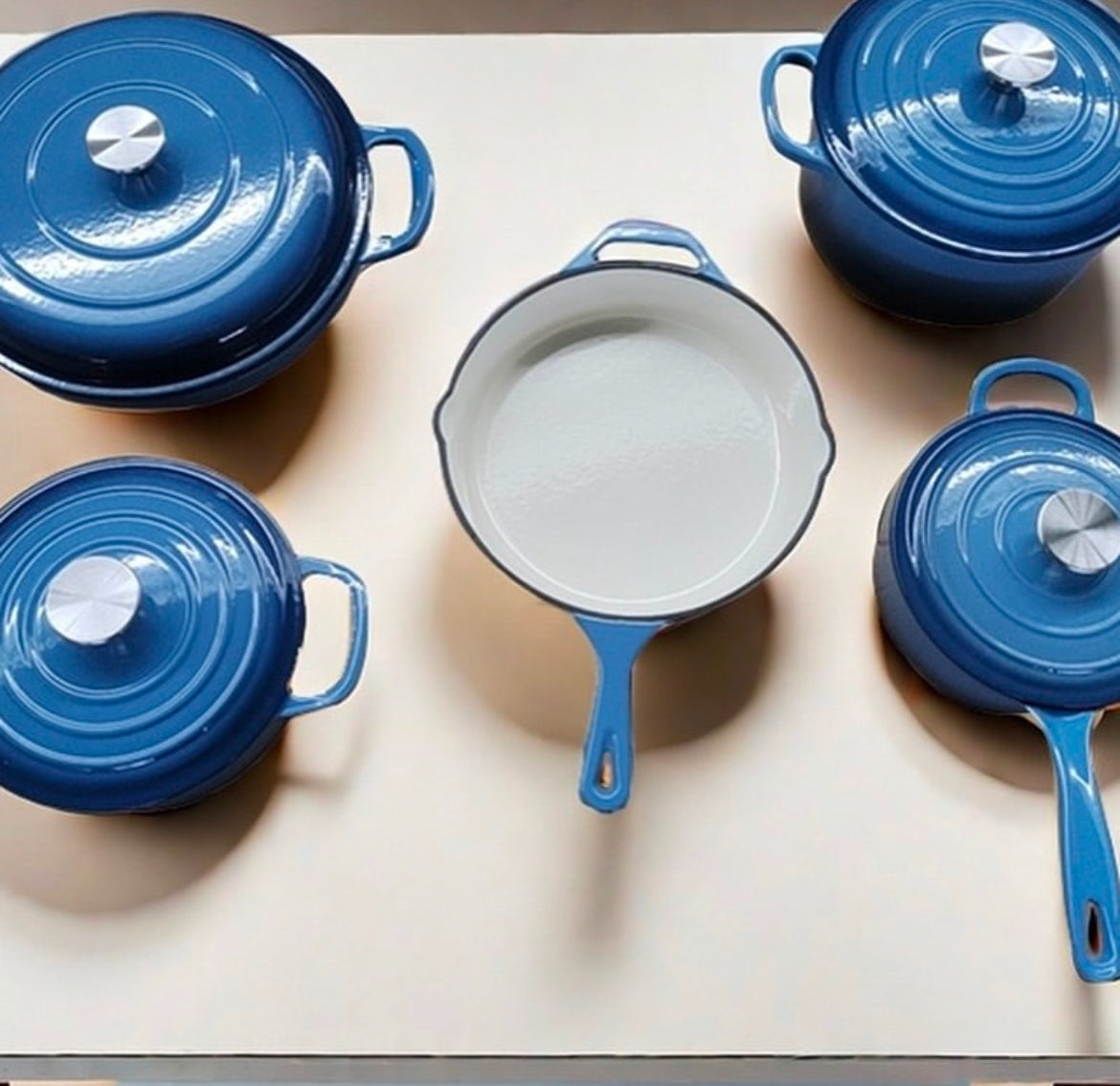 5 piece enamel cast iron cookware