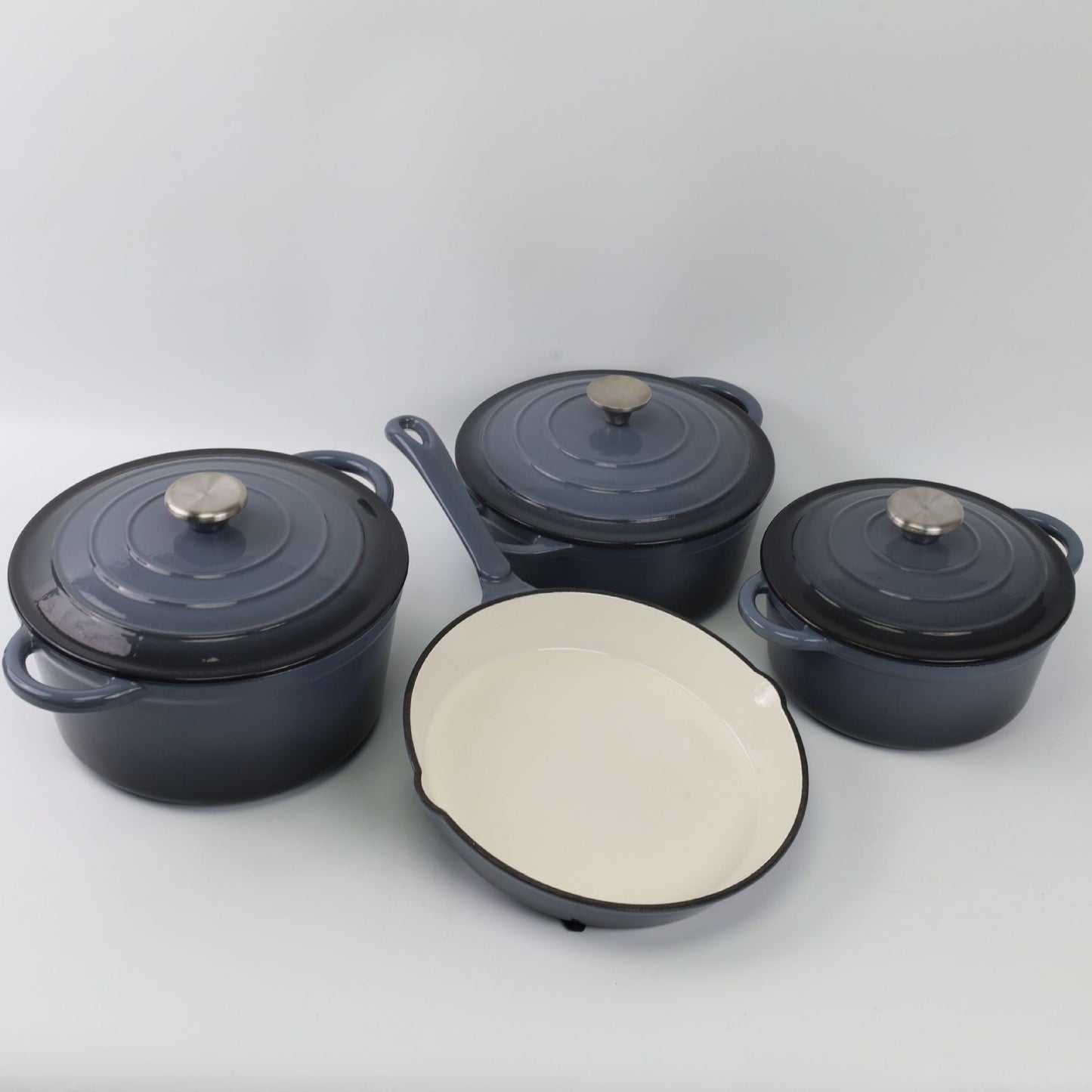 4 piece enamel cast iron cookware