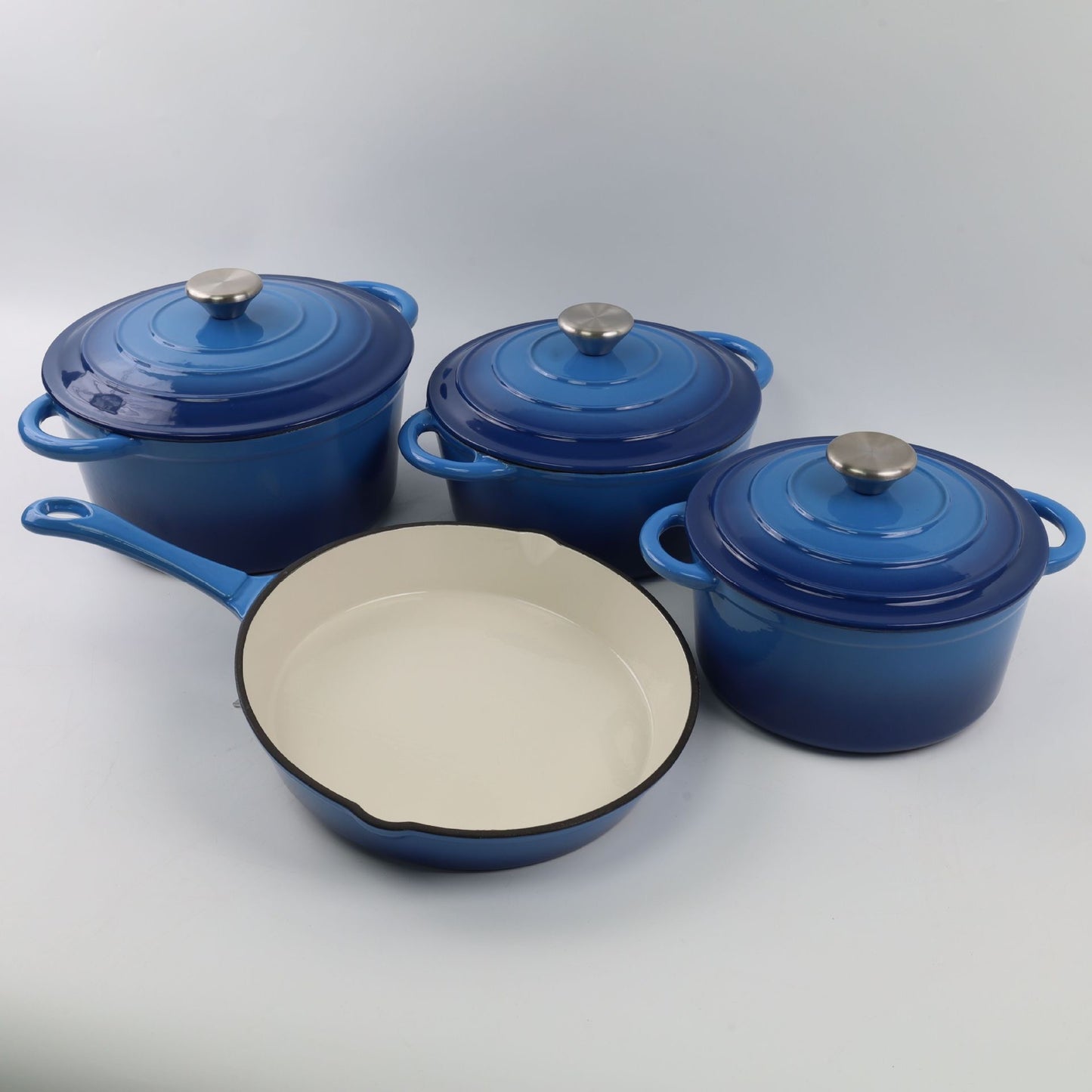 4 piece enamel cast iron cookware