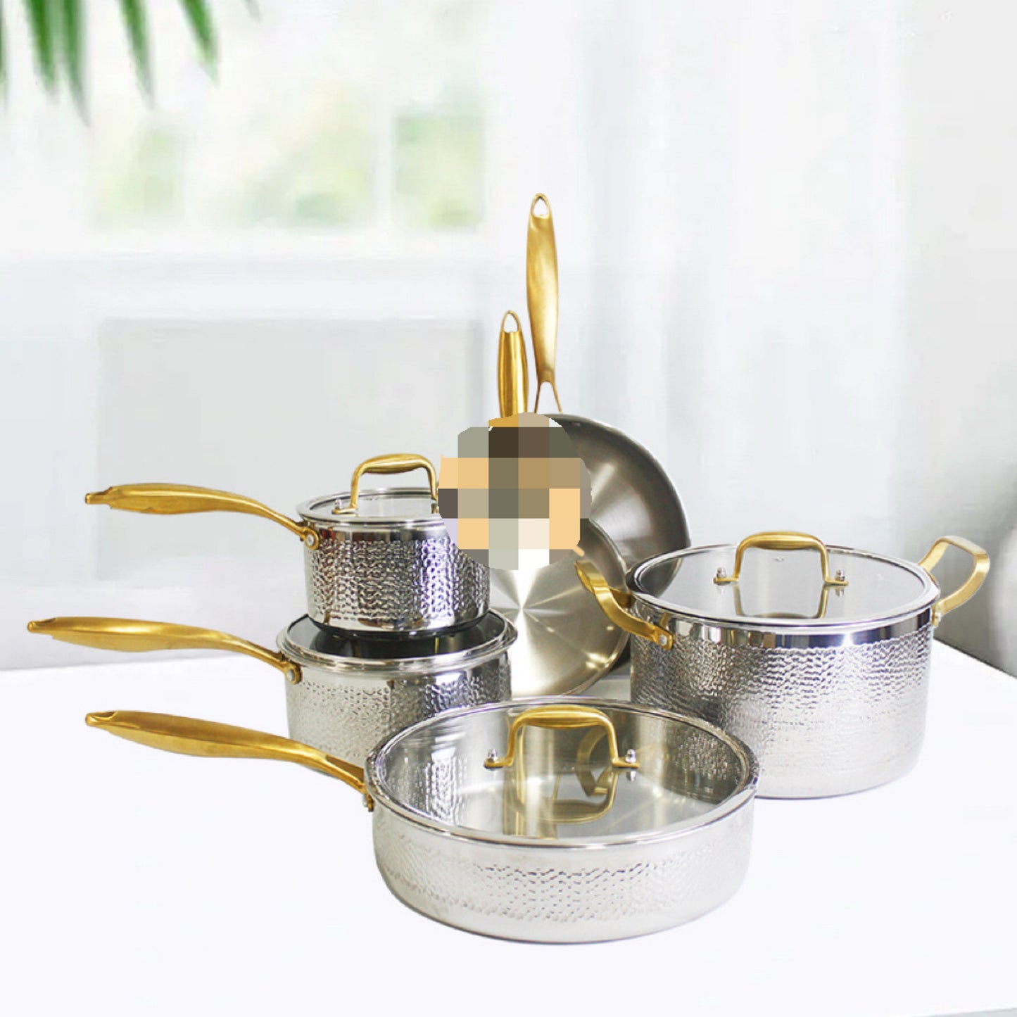 6 piece hammered steel set
