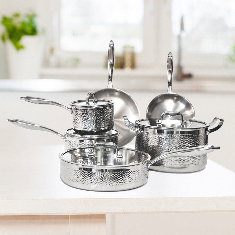 6 piece hammered steel set