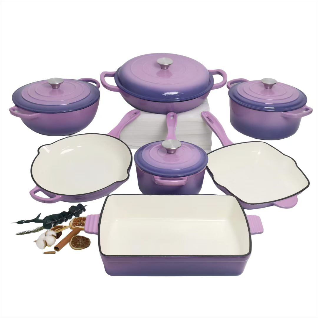 7 piece enamel cast iron cookware