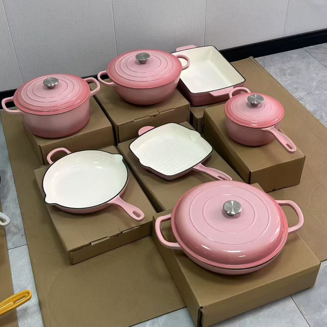 7 piece enamel cast iron cookware
