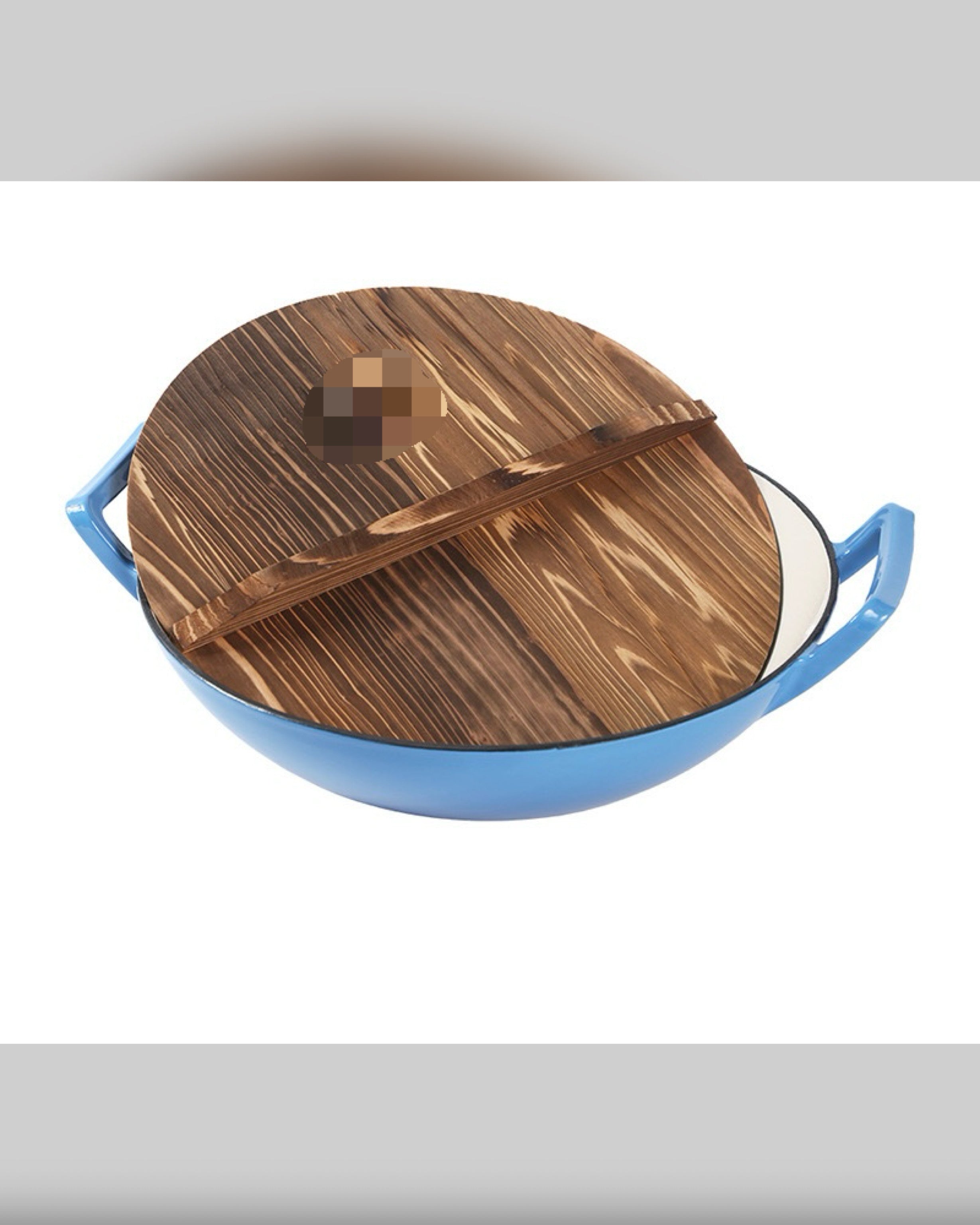 36cm Enamel Cast Iron Wok Pan