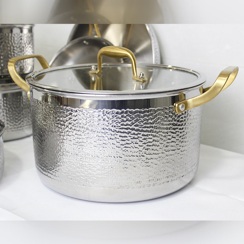 6 piece hammered steel set