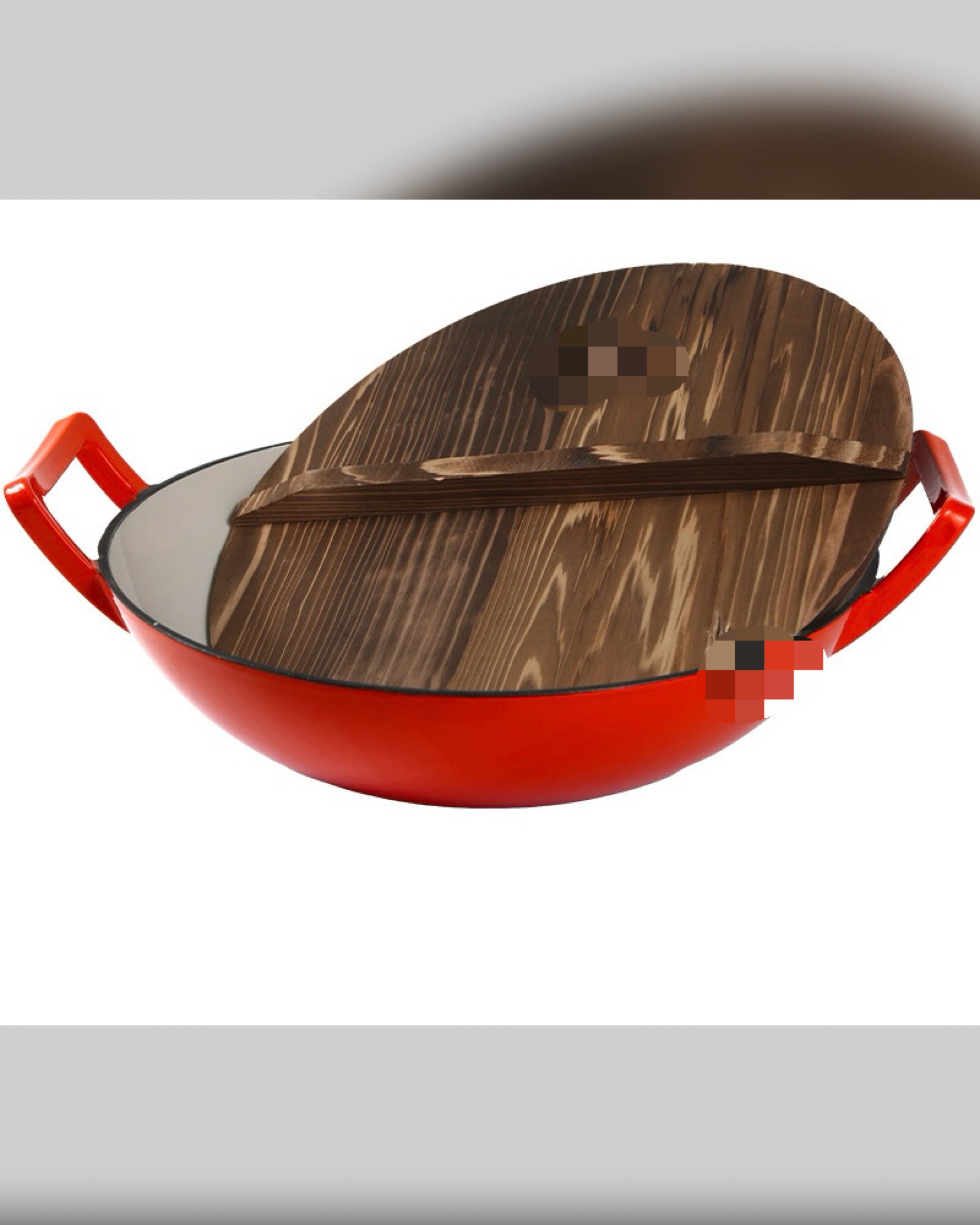 36cm Enamel Cast Iron Wok Pan