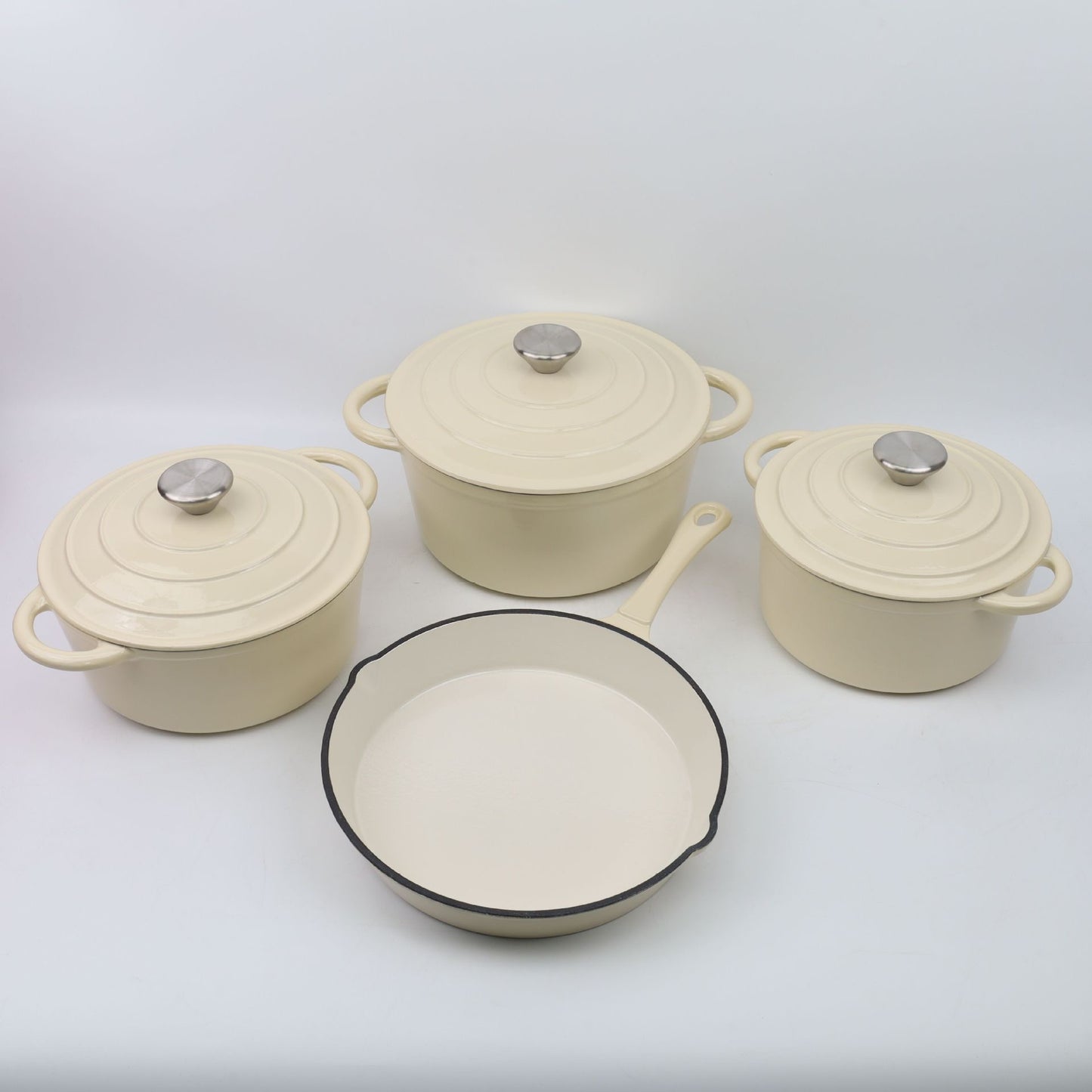 4 piece enamel cast iron cookware