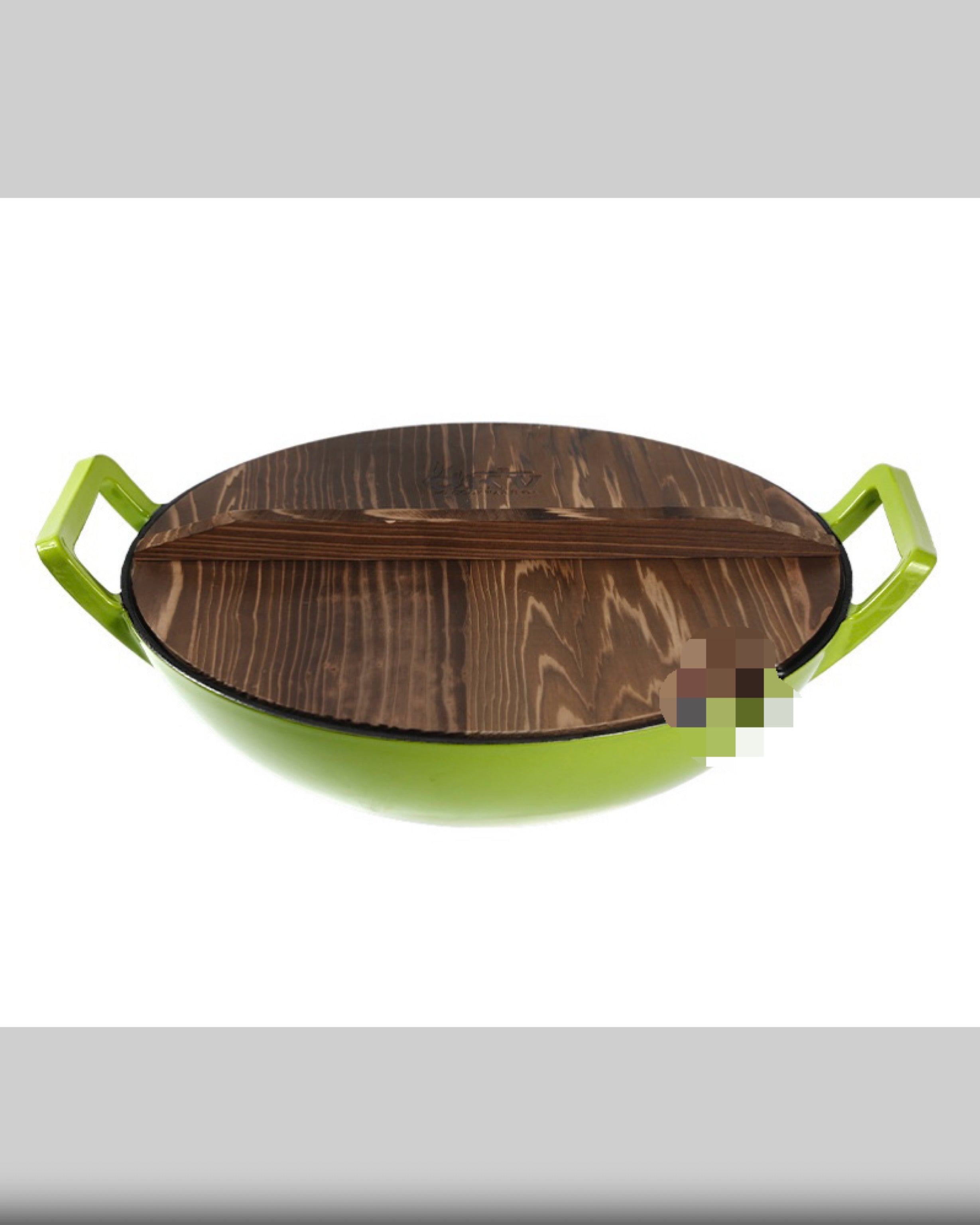 36cm Enamel Cast Iron Wok Pan