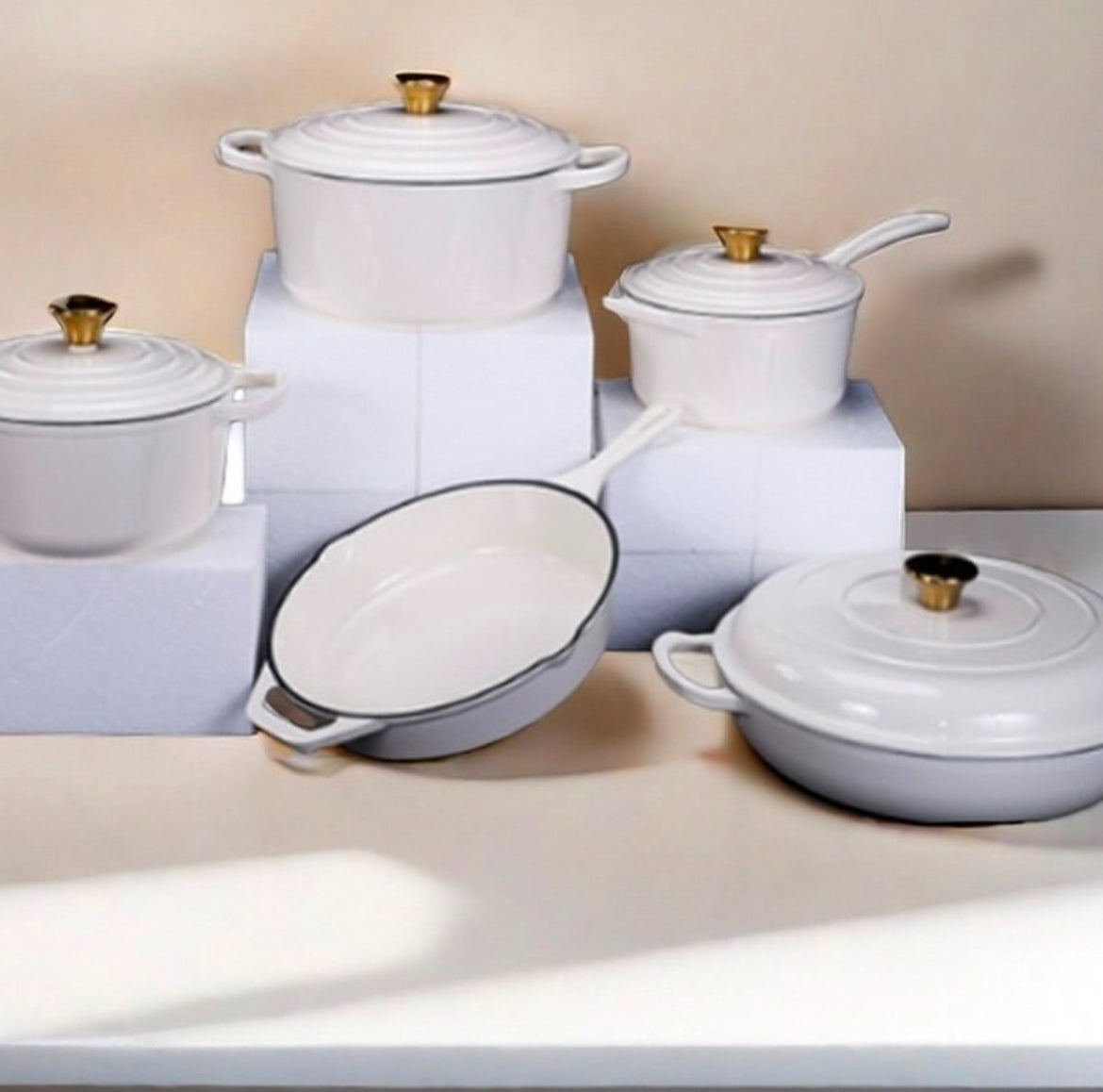5 piece enamel cast iron cookware