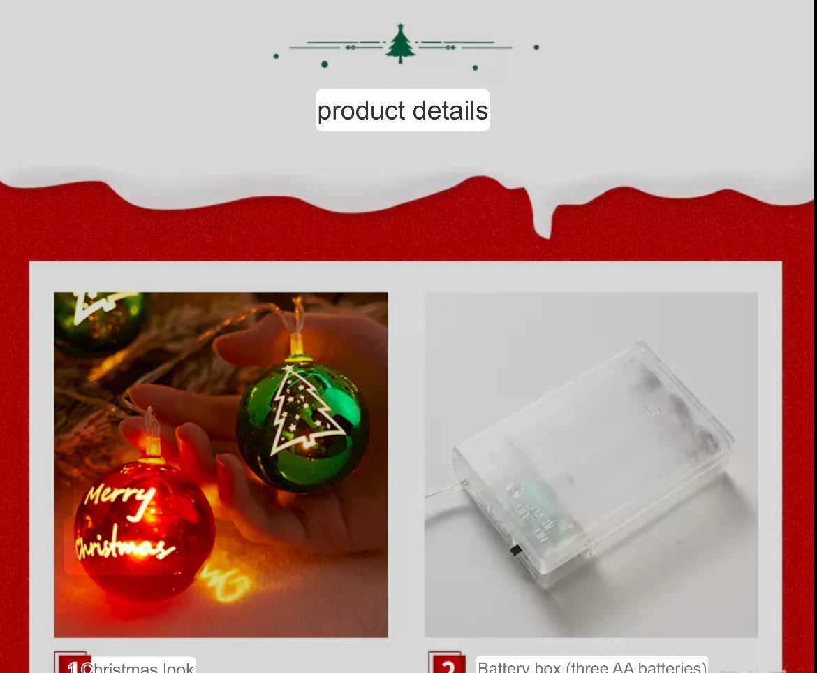 6m/40pcs Christmas lights and ornaments