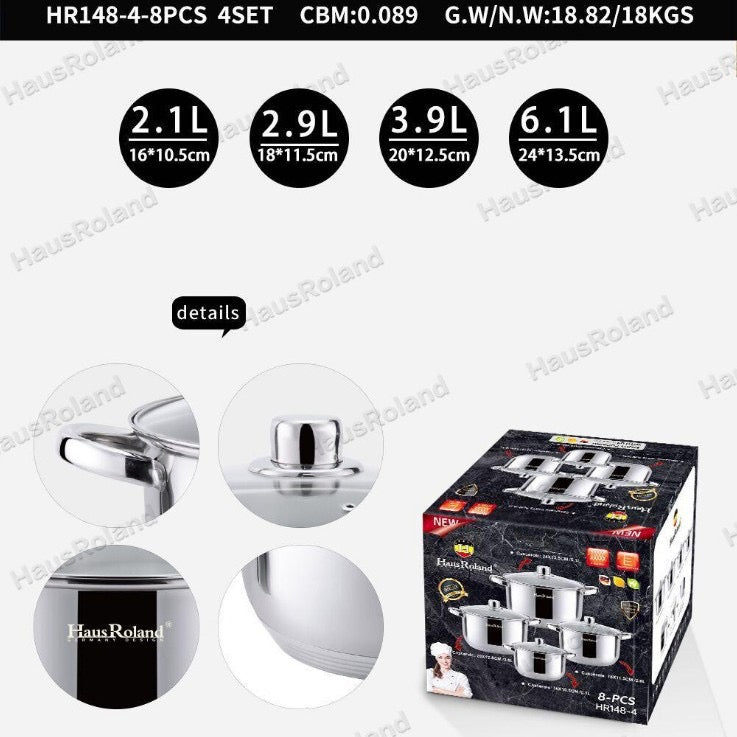 4 piece stainless steel pot
