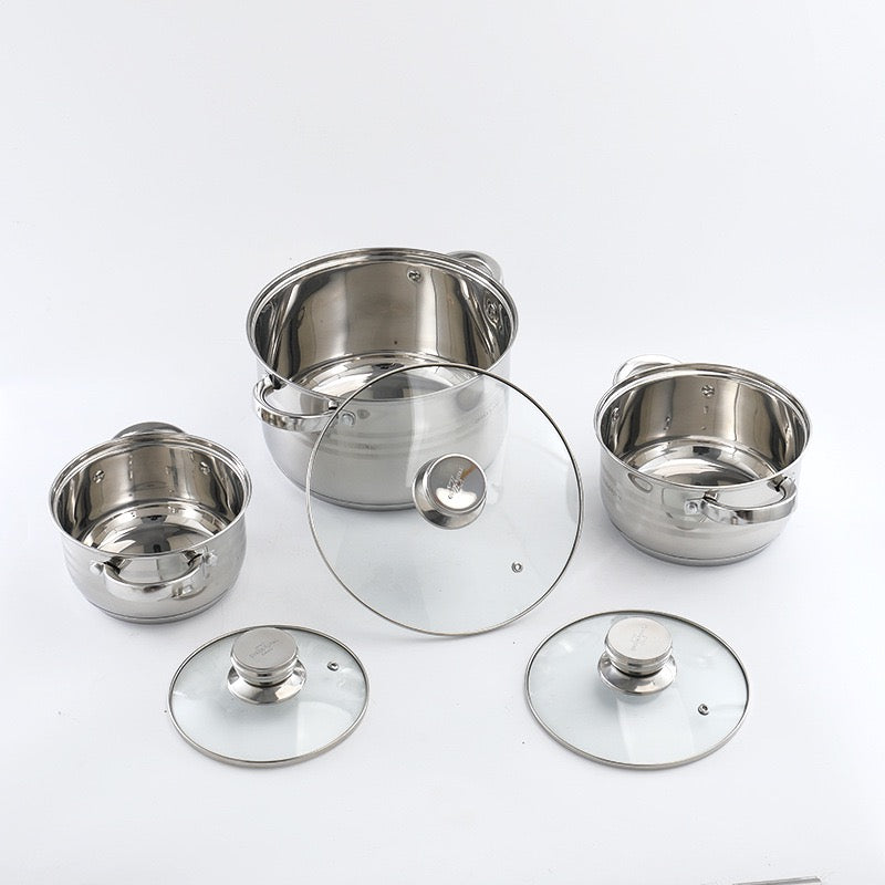 6 piece Queen royal steel set