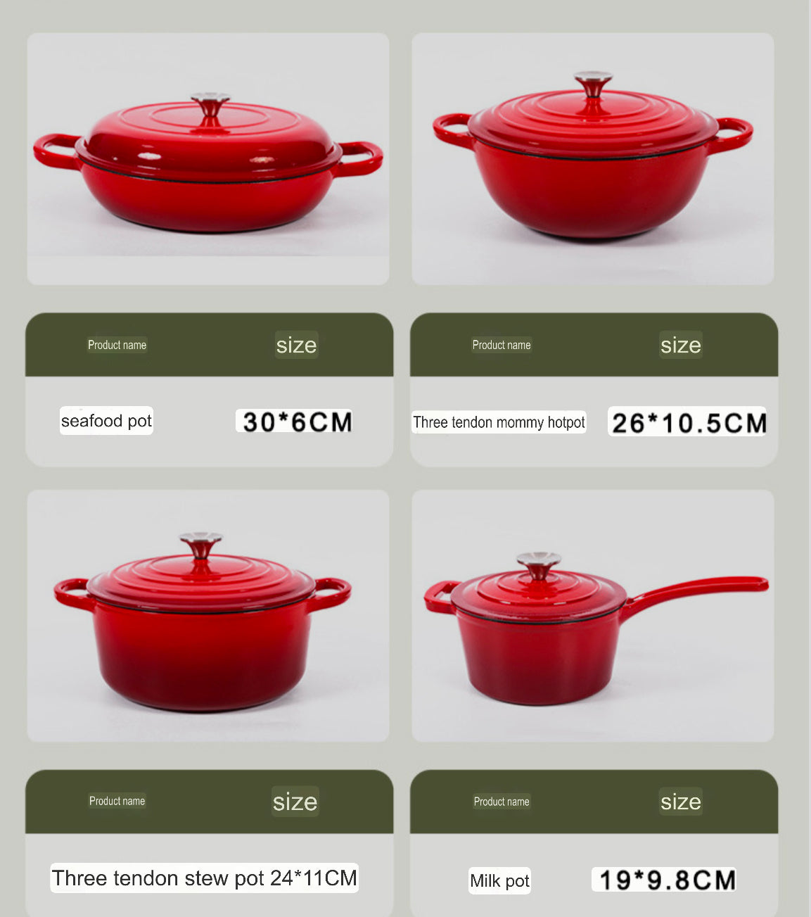 7 piece enamel cast iron cookware