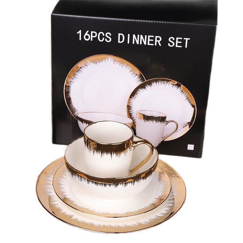 16pcs Gold Rimmed Ceramic dish set