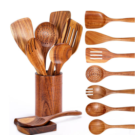 7 piece wooden spoon set