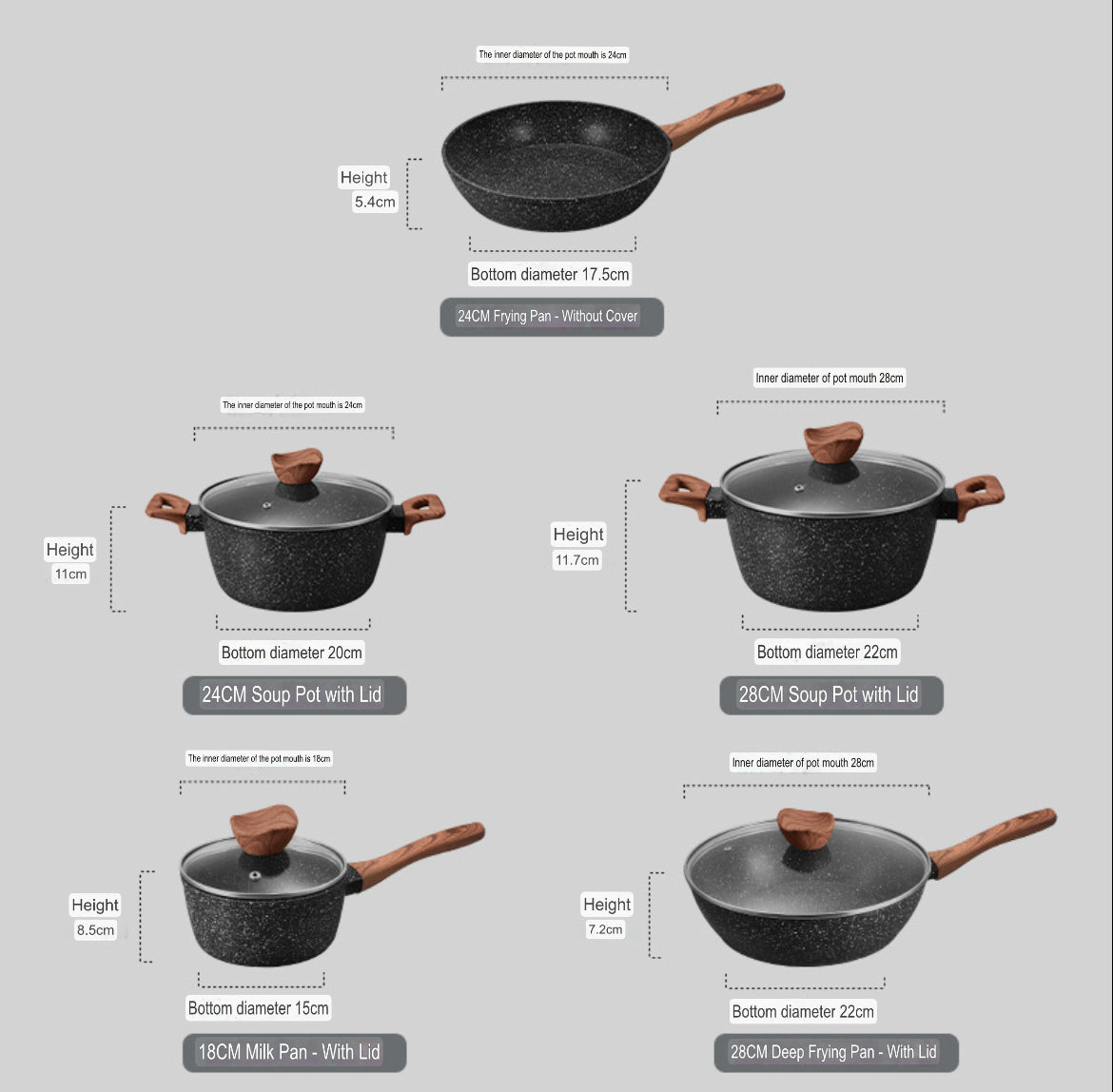 5 piece granite pot set