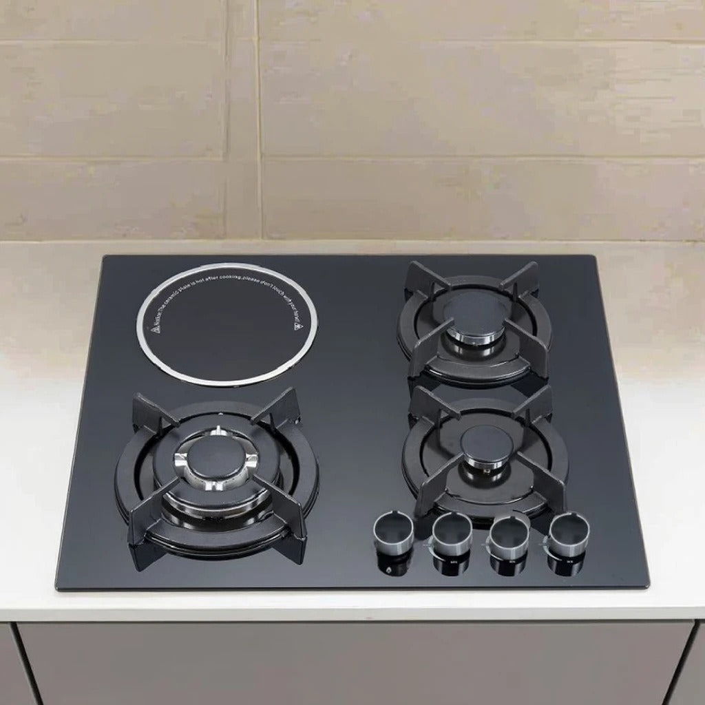 4 face gas burner with induction cooker