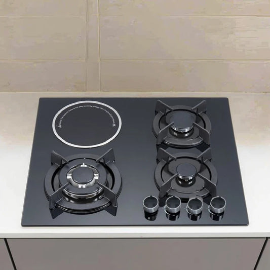 4 face gas burner with induction cooker