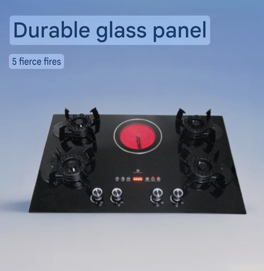 5 face flippable burner with induction cooker