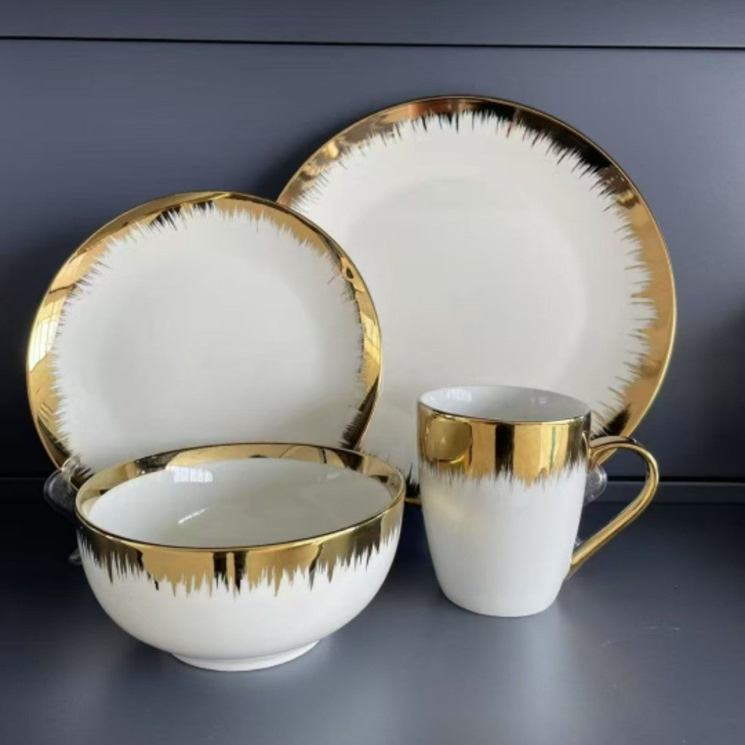 16pcs Gold Rimmed Ceramic dish set