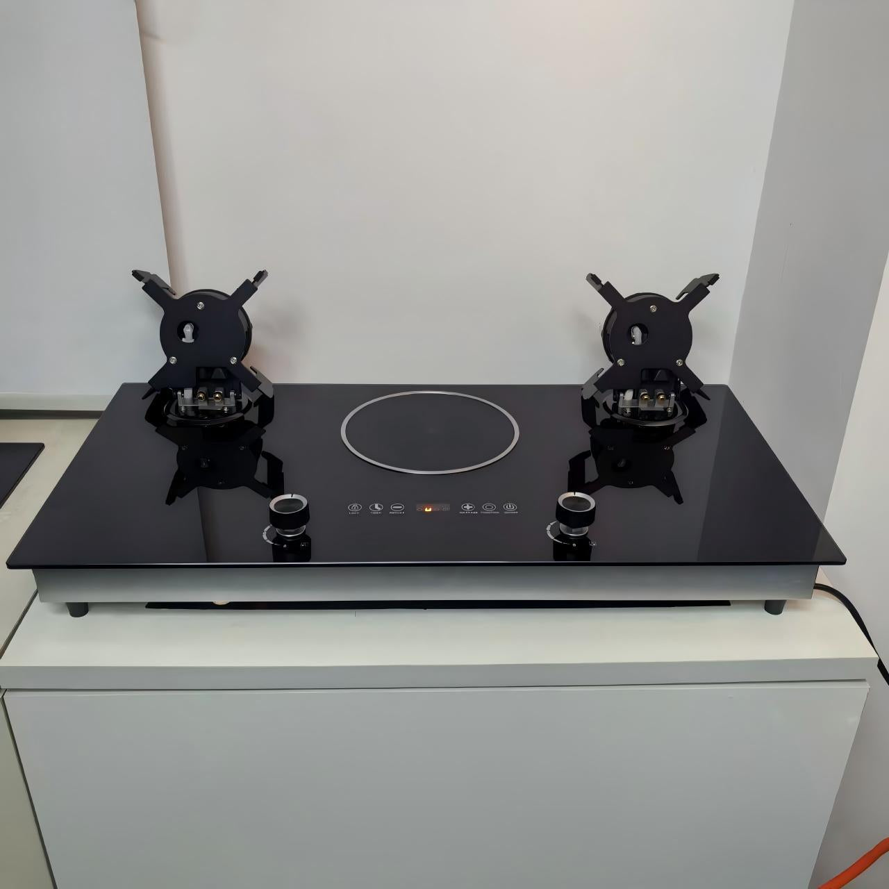 3 face flippable burner with induction cooker